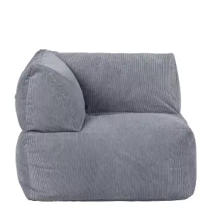 icon Tetra Charcoal Grey Corduory Floor Sofa Bean Bag Corner Section Chair