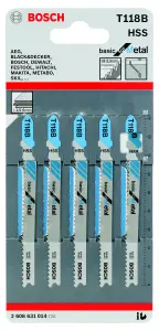 Bosch T-shank Jigsaw blade T118B (L)67mm, Pack of 5