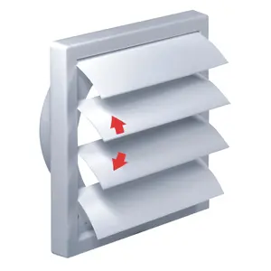 White Gravity Grille 100 mm / 4" External Ducting Air Vent with Round Spigot and Non-Return Gravity Shutters for Extractor Fans