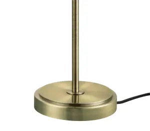 GoodHome Bulwell Straight Polished Clear Antique brass effect Table lamp