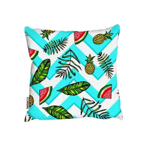 Green leaves and pineapple and watermelon (Outdoor Cushion) / 45cm x 45cm