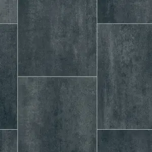 Precut Dark grey & blue Slate Tile effect Sheet vinyl, 6m²