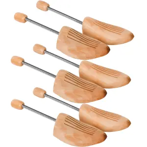 Shoe Stretcher 3 Pairs - spiral-spring made of lotus wood, for women's and men's shoes - brown