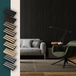 Black acoustic slat wood wall panel