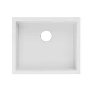 GoodHome Sorrel White Composite quartz 1 Bowl Kitchen sink 550mm x 460mm