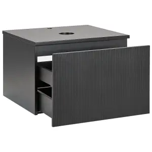 Bathroom Wall Mounted Cabinet 60 x 52 cm Black ALZIRA