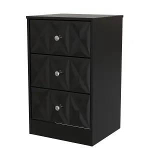 San Jose Ready assembled Black 3 Drawer Bedside chest (H)726mm (W)450mm (D)395mm