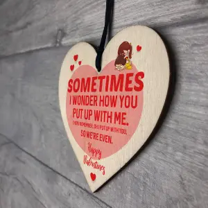 Red Ocean Valentines Day Funny Wooden Hanging Heart Gift For Boyfriend Girlfriend Novelty Gift For Her Him,