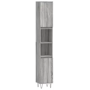 Berkfield Bathroom Cabinet Grey Sonoma 30x30x190 cm Engineered Wood