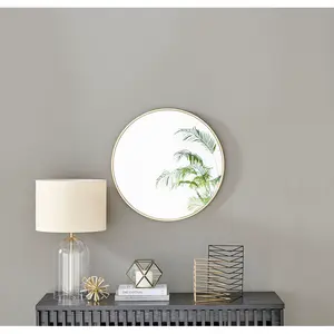 Alcantera Round Metal Frame Wall Mirror Simple and Elegant Modern Design Gold / 60cm H x 60cm W