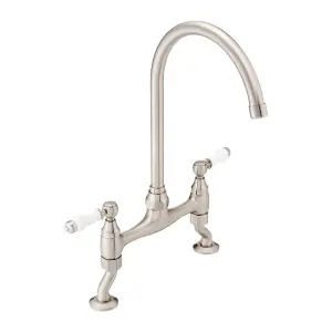 ENKI Astbury Traditional Brushed Nickel Deck Mount Mixer Tap for Kitchen Sink