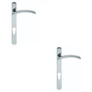 2 PACK - Multi-Point Locking Door Handle - EURO PROFILE Slim Arched Chrome LEFT HAND