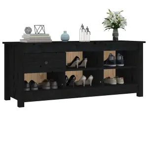 Berkfield Shoe Cabinet Black 110x38x45.5 cm Solid Wood Pine