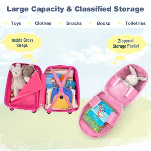 Costway 2PCS 12" 16" ABS Kids Suitcase Backpack Luggage Set School Travel Lightweight