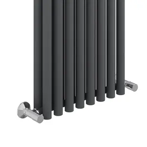 Right Radiators 1800x545 mm Double Vertical Round Column Style Designer Radiator Heated Rads Anthracite