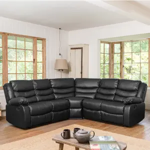 Brooklyn 242cm x 242cm Wide Reclining Corner Sofa - Black