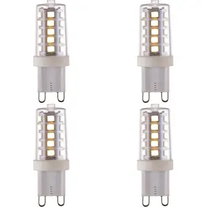 4 PACK Clear & White 3.7W G9 SMD LED Light Bulb - Dimmable Cool White - 470lm 4000k