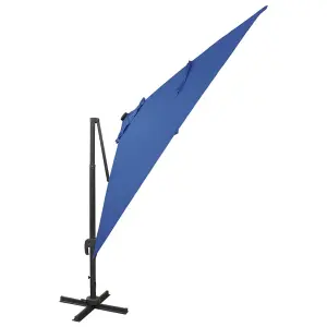 Berkfield Cantilever Umbrella with Pole and LED Lights Azure Blue 300 cm