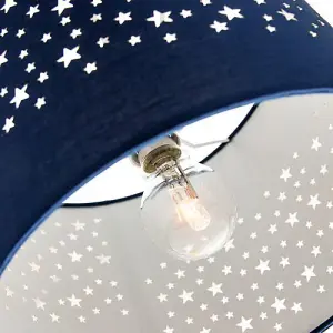 Stars Decorated Children/Kids Midnight Blue Cotton Bedroom Pendant or Lamp Shade