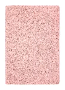 Blush Plain Shaggy Modern Plain Abstract Rug For Dining Room-140cm X 200cm