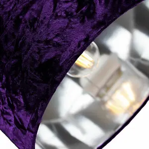 Modern Crushed Velvet Lamp Shade with Shiny Paper Inner Purple / 20cm H x 30cm W x 30cm D