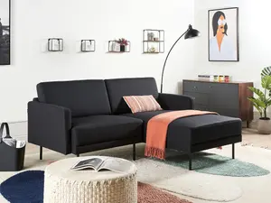 Left-Hand Corner Sofa BREDA Black 2 Seater Left Hand