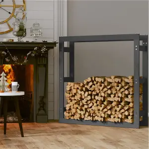 Berkfield Firewood Rack Grey 100x25x100 cm Solid Wood Pine