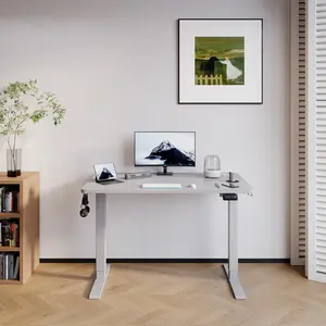 Hieronymus Electric Height Adjustable T-Shape Standing Desk White / Grey / 122 x 120 x 60 cm