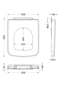 Square Top Fix Soft Close Toilet Seat with Squared Edge - White