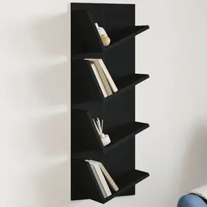 Alpen Home Wall Bookshelf 4-Tier Smoked Oak 33X16x90 Cm Black