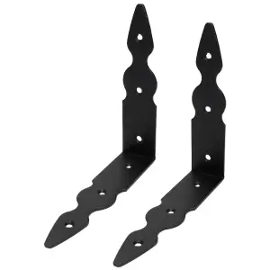 Pack of 2 x Black Corner Brackets - 150 x 150 mm Steel Right Angle Braces L Shaped Metal Bracket 90 Degree Corner Braces