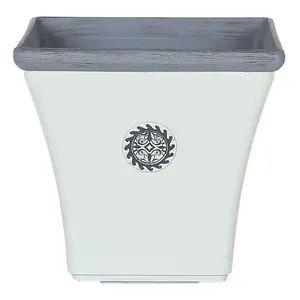 Beliani Retro Plant Pot ELATEIA Stone White