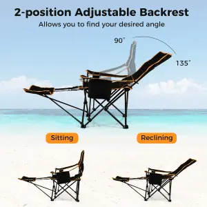 Costway Folding Camping Chair Camping Lounge Chair with Adjustable Backrest