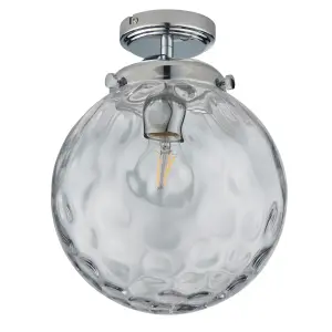 Anson Lighting Monterrey Bathroom Flush light finished in Chrome plate and clear dimpled glass