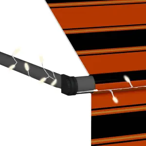 Berkfield Manual Retractable Awning with LED 400 cm Orange and Brown