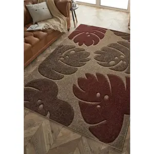 Melrose Carved Trellis Leaf Design Medium Indoor Area Rug 80/150cm