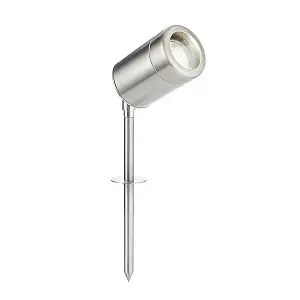 Luminosa Odyssey Outdoor Spike IP65 7W Brushed Stainless Steel & Clear Glass - GU10