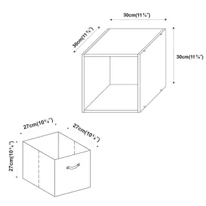 URBNLIVING 30cm Height White Wooden Shelves Cubes Storage Units With Light Pink Drawer Insert