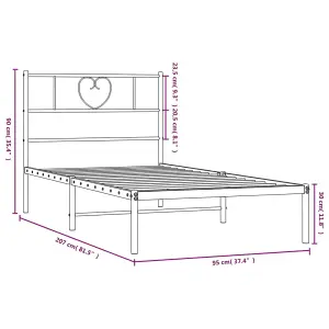 Berkfield Metal Bed Frame with Headboard Black 90x200 cm