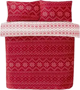 Smart Living Super Soft Christmas Reversible Duvet Cover With Pillowcase - Cozy Winter Bedding