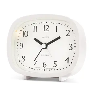 Analogue Quartz Movement / Crystal Alarm Tabletop Clock White