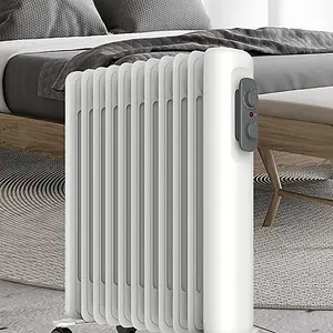 Mylek Oil Filled Radiator Electric Heater Portable With Adjustable Thermostat - White 2500w