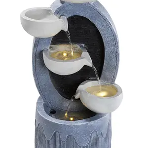 4 Bowls Solar-Powered Water Fountain Outdoor Garden Decor with Lights