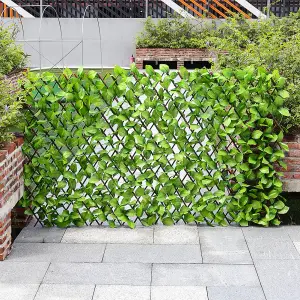 Expandable Artificial Green Apple Leaf Privacy Fence, 180cm W x 90cm H