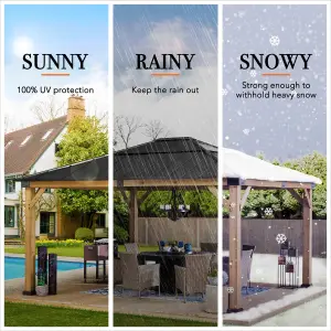 Sunjoy FSC Cedar Wood Gazebo ERNIR - 393cm x 452cm, Anthracite