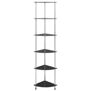 Berkfield 6-Tier Shelf Black 30x30x160 cm Tempered Glass