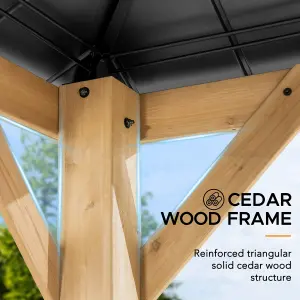 Sunjoy FSC Cedar Wood Gazebo PIRIN - 336cm x 336cm, Anthracite