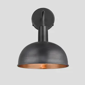 Industville Sleek Dome Wall Light, 8 Inch, Pewter & Copper, Pewter Holder