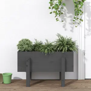 Berkfield Garden Planter Grey 62x30x38 cm Solid Wood Pine