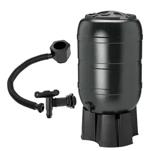 Black Outdoor Water Butt 210 L Rain Collector Complete With Stand & Kit